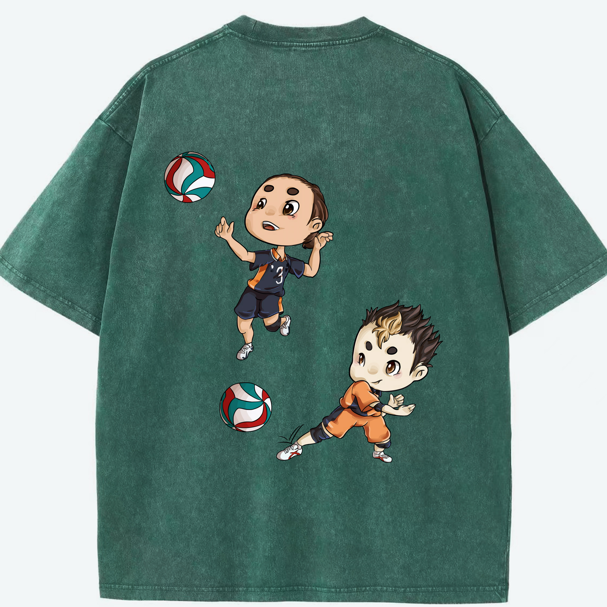 （画像用） ハイキュー!! Haikyu!! 綿100% ヴィンテージ風 半袖Tシャツ（背面プリント）